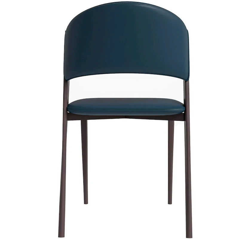 Dining Chair - Black Leather - Metal Legs