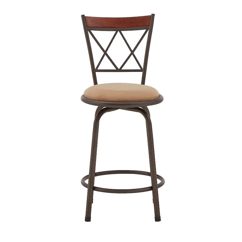 Verona Adjustable Bronze Finish X-Back Metal and Wood Trim 3pc Pack Stools by iNSPIRE Q Classic