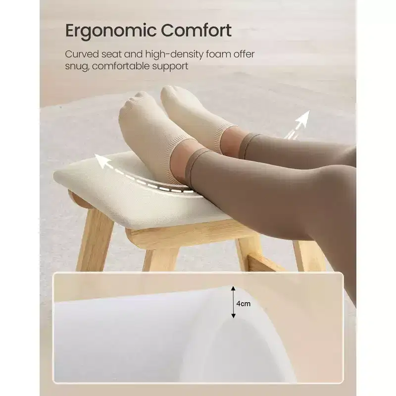 SONGMICS Foot Stool Ottoman, Padded Foot Rest Vanity Stool Under Desk with Solid Wood Frame