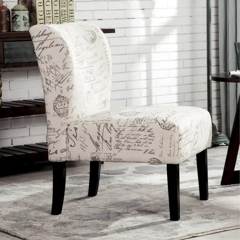 Upholstered Accent Chair with Wood Legs - White, Single Seat