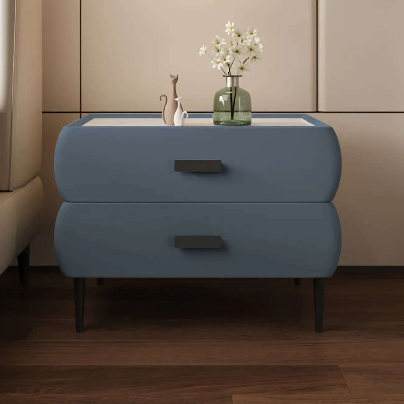 Simple Sintered Stone Top 2-Drawer Nightstand