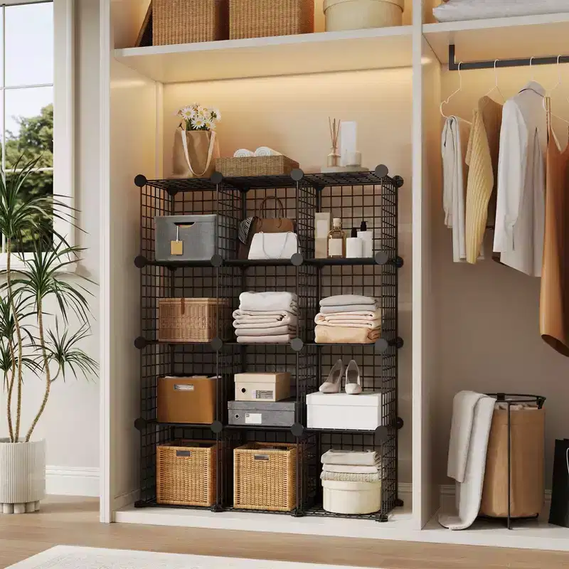 12-Cube Storage Organizer 37 x 13 x 38  Modular Wire Shelving Unit for Closet, Bedroom, Office (1-Pack)