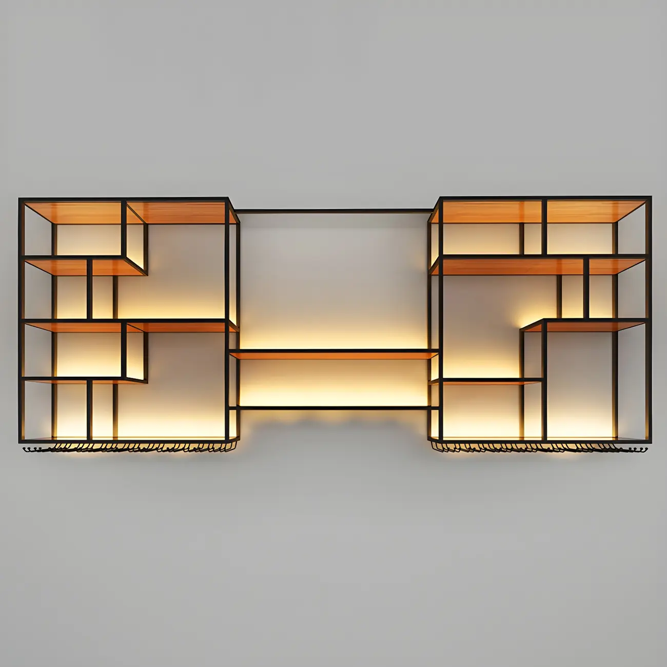 Black Metal Wall-Mounted Wine Rack with Stemware Holder