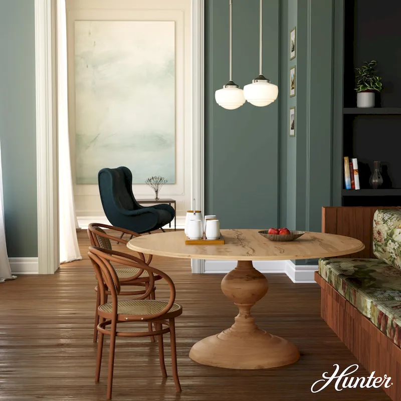 Hunter Saddle Creek 1-Light Mini Pendant / Semi-Flush Mount Ceiling Light - Kitchen Island, Dining Room, Hallway