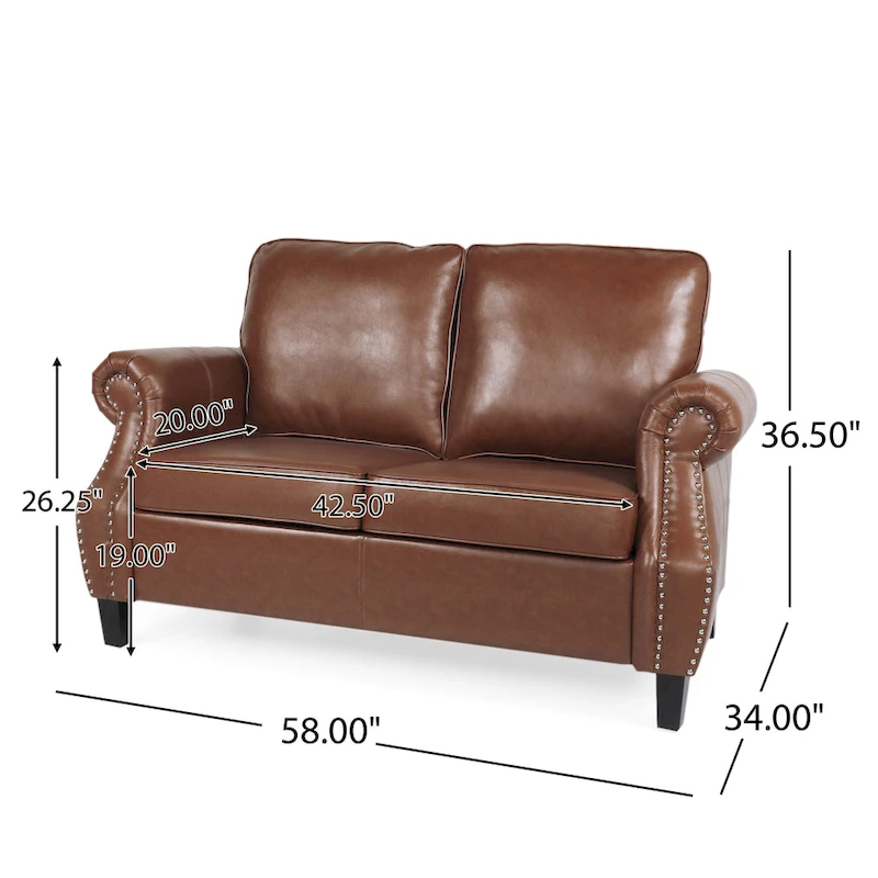 Lawton Faux Leather Loveseat with Nailhead Trim by Christopher Knight Home