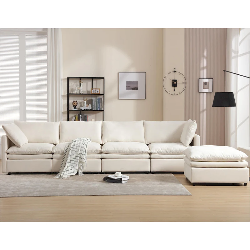 Modern Upholstered Sectional Sofa with Chaise Lounge