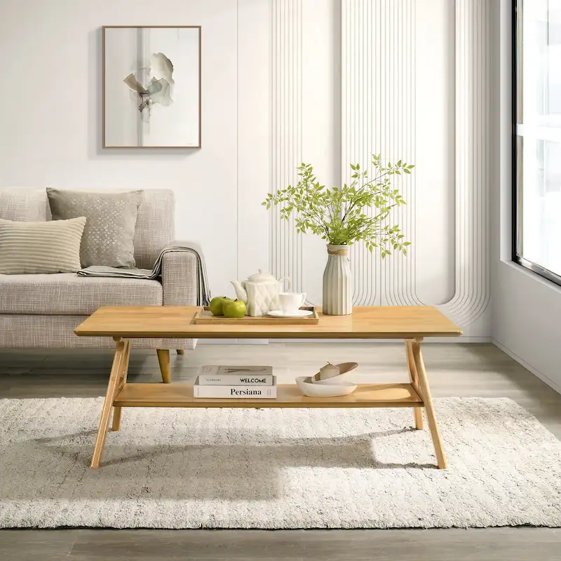 Mid-Century Modern Wood 3-Piece Coffee Table Set