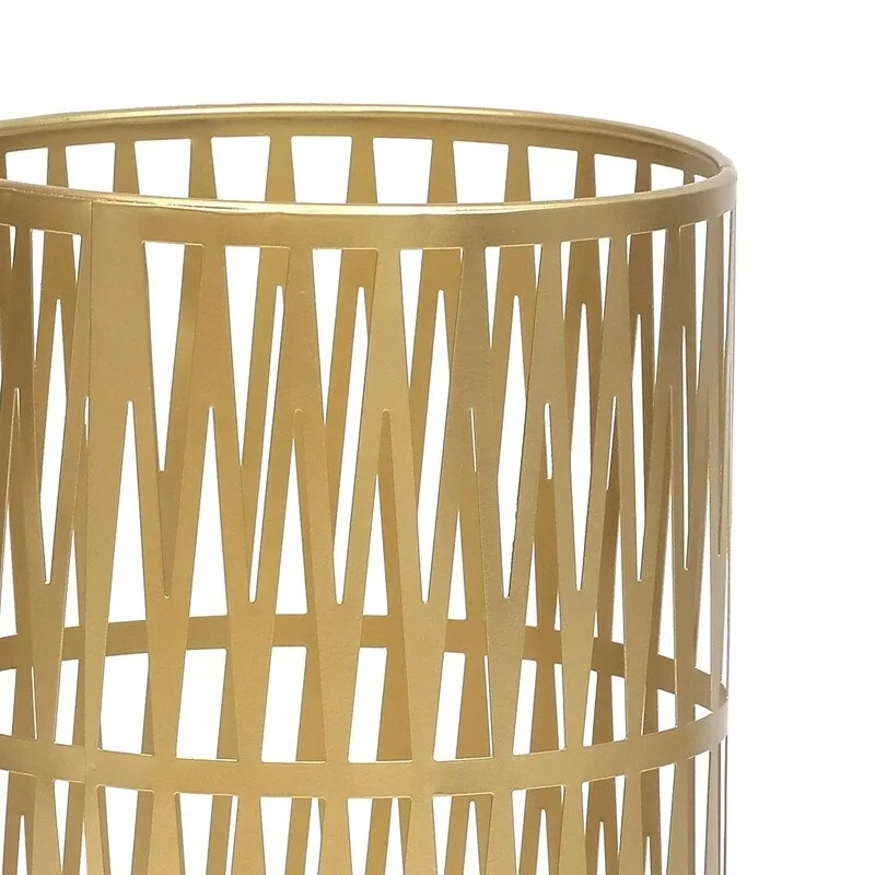 ADECO Stand Gold / Black Round RackMetal Umbrella Cane Walk Stick Drip Tray - 9. 2 x9. 2 x19