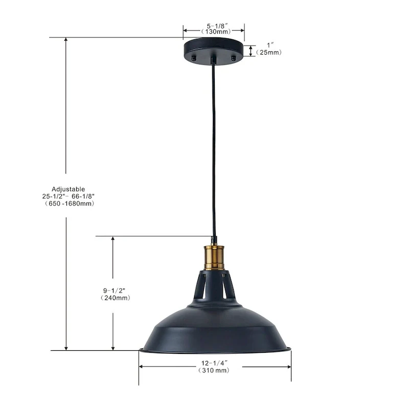 Black and gold 1 Lt grace atmosphere pendant 12 inch