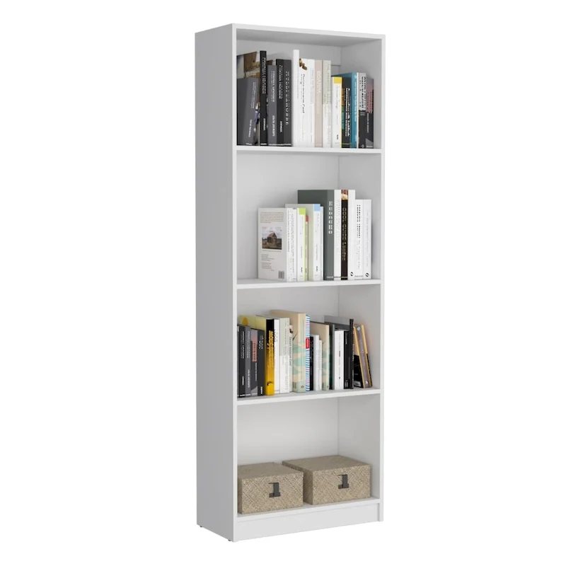 Tall 4-Shelf wide and Cabinet Bookcase Set of 2