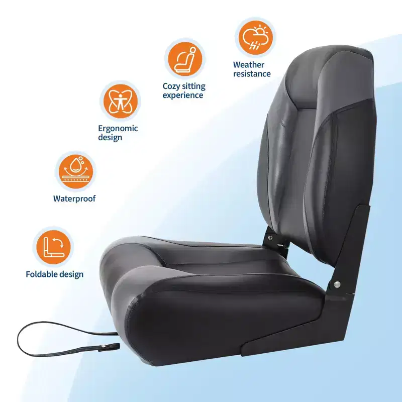 Boat Seats 2 Packs, Folding High Back Fishing Waterproof Pontoon Boat Seat, Boat Chairs with Stainless Steel Screws, Thickened Cushion