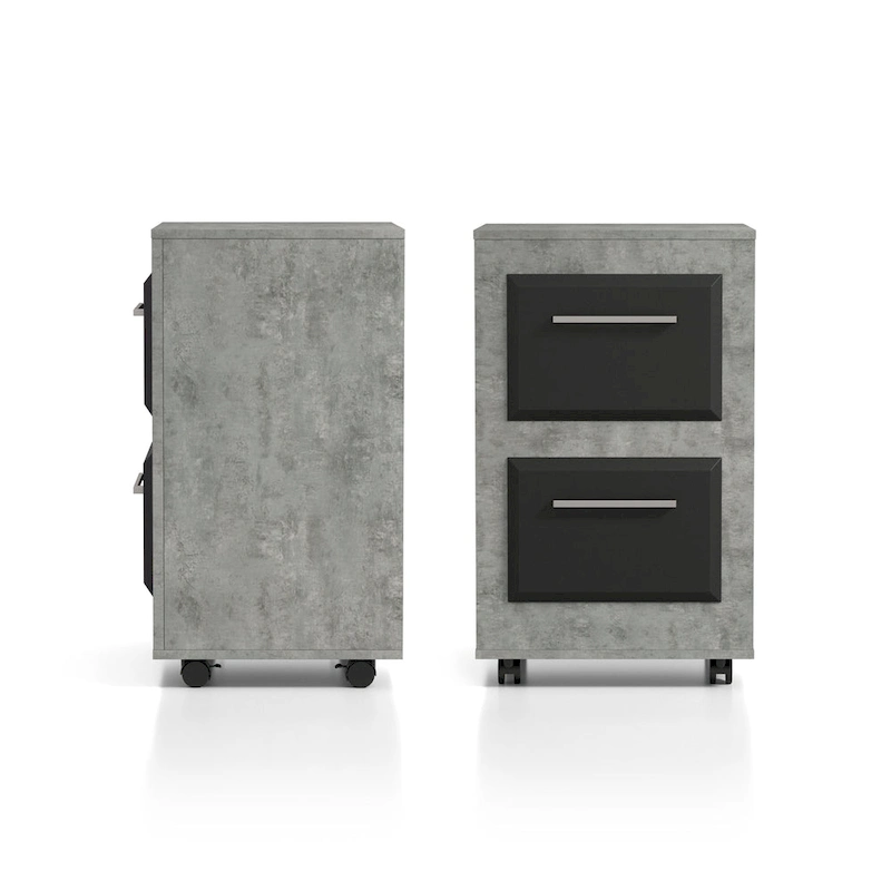 DH BASIC Urban Two-Drawer Mobile File Cabinet with Iron Bar Pulls by Denhour