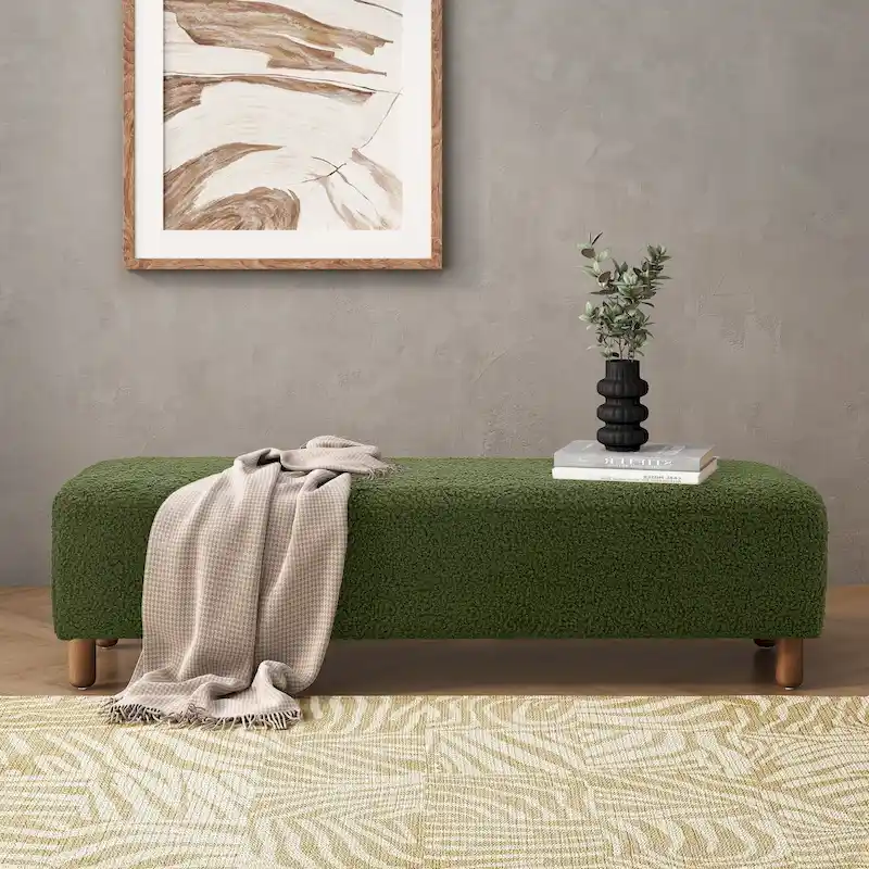 Modern Boucle Ottoman Bench for 2 People
