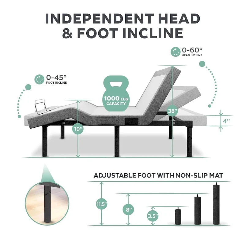 Renanim Adjustable Bed Base with 14-inch Hybrid Foam Mattress