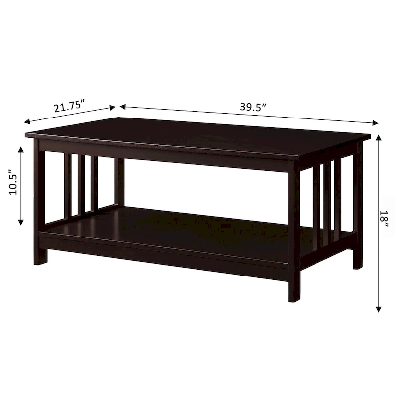 Convenience Concepts Mission Coffee Table with Shelf