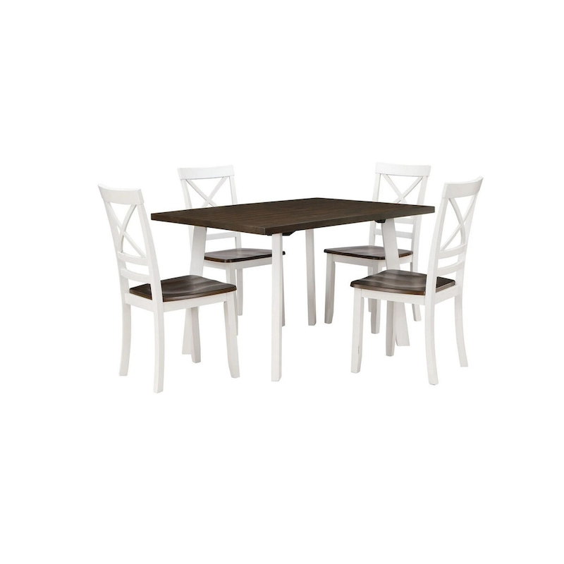 Dera 21 Inch Dining Chair Set of 2, Crossed Back, White Rubberwood Frame