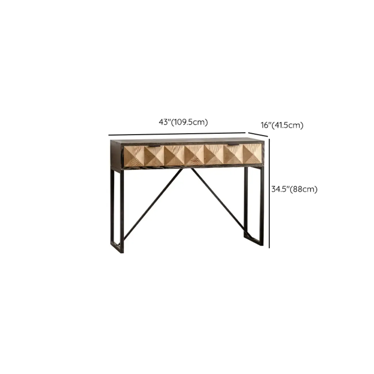 Rustic Wooden Console Table with Drawers and Trims