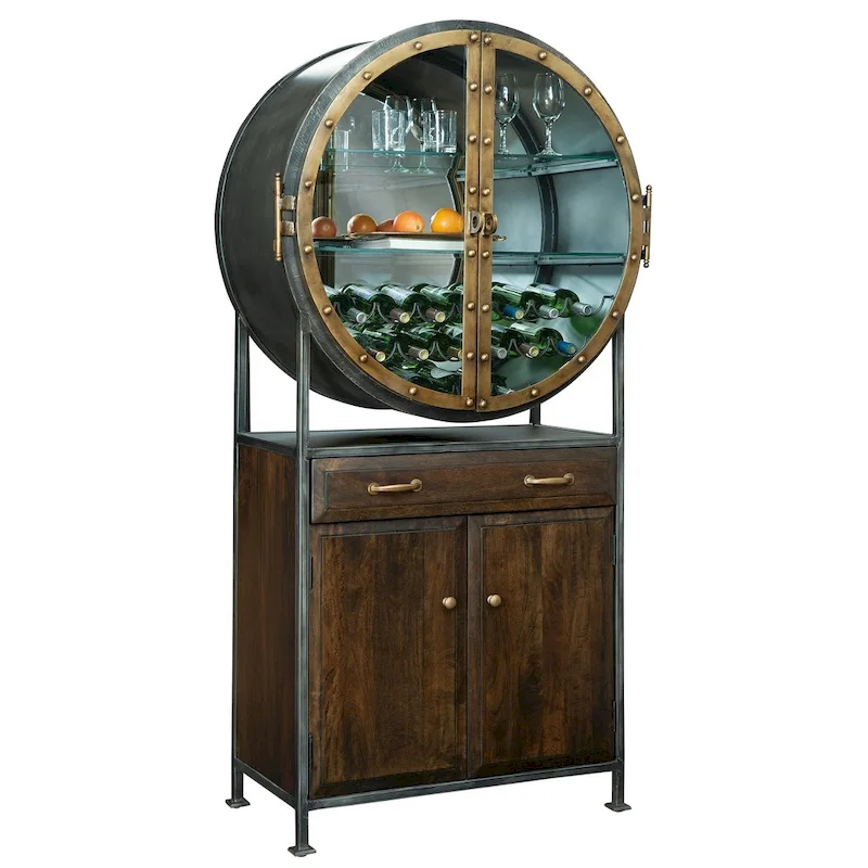 Nautical Porthole Wine and Bar Cabinet