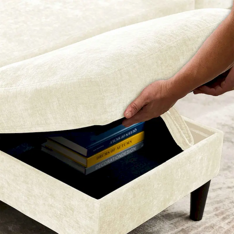 Modern Design Chenille 3 Seat L-Shape Sectional Sofa