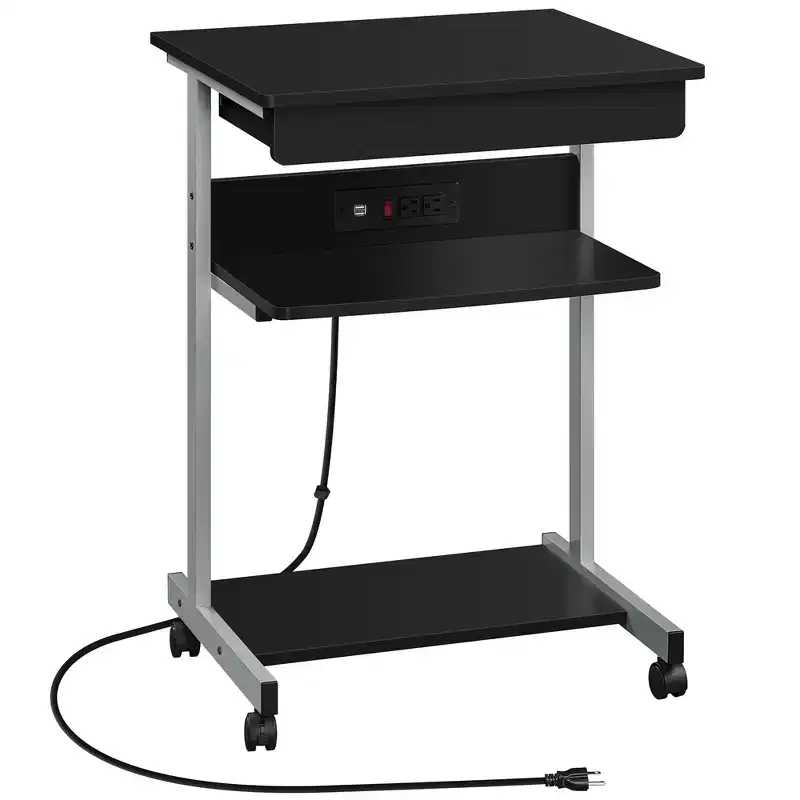 Yaheetech 22in Laptop Computer Table with Power Outlet Black