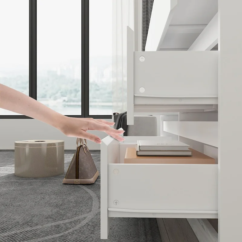 Timechee Home Rotating Dresser and Desk 6 Drawer Dresser Vanity Makeup