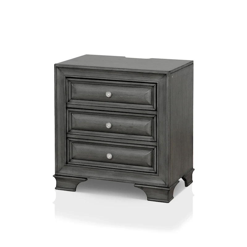 Oslo Traditional Wood 3-Drawer Nightstand with USB