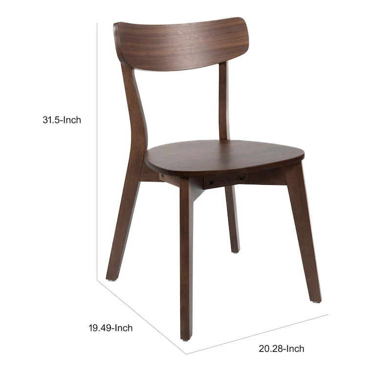 Aby Dining Side Chair, Wooden Round Seat, Open Panel Back, Walnut Brown