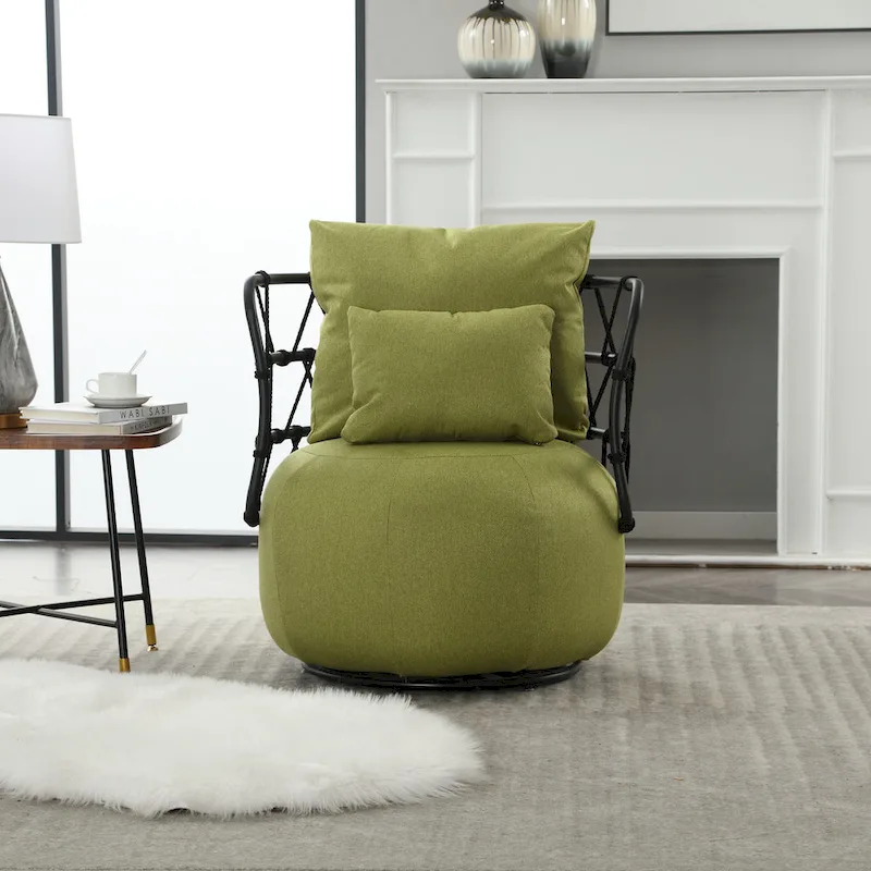 Upholstered Accent Chair with Metal Base