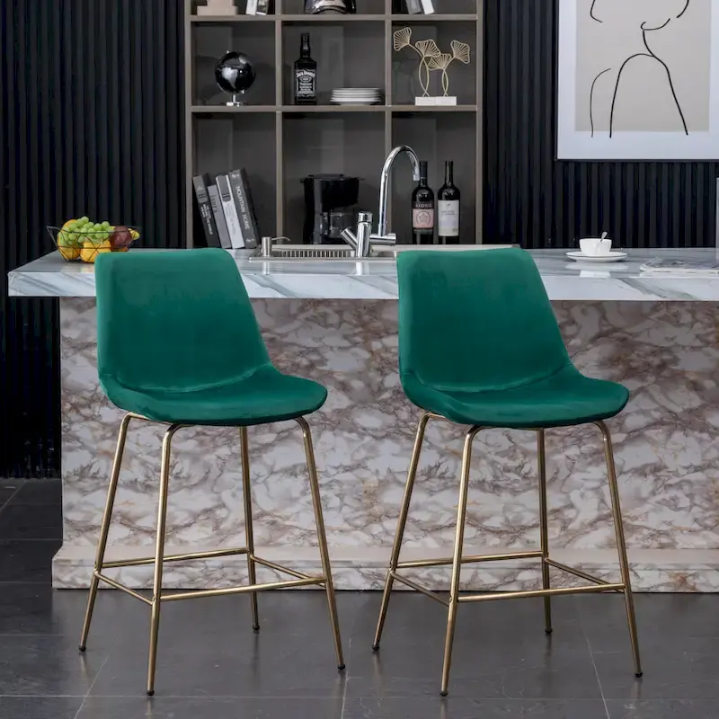 Roundhill Furniture Aufurr Modern Velvet 26.50 Counter Height Stool (Set of 2)