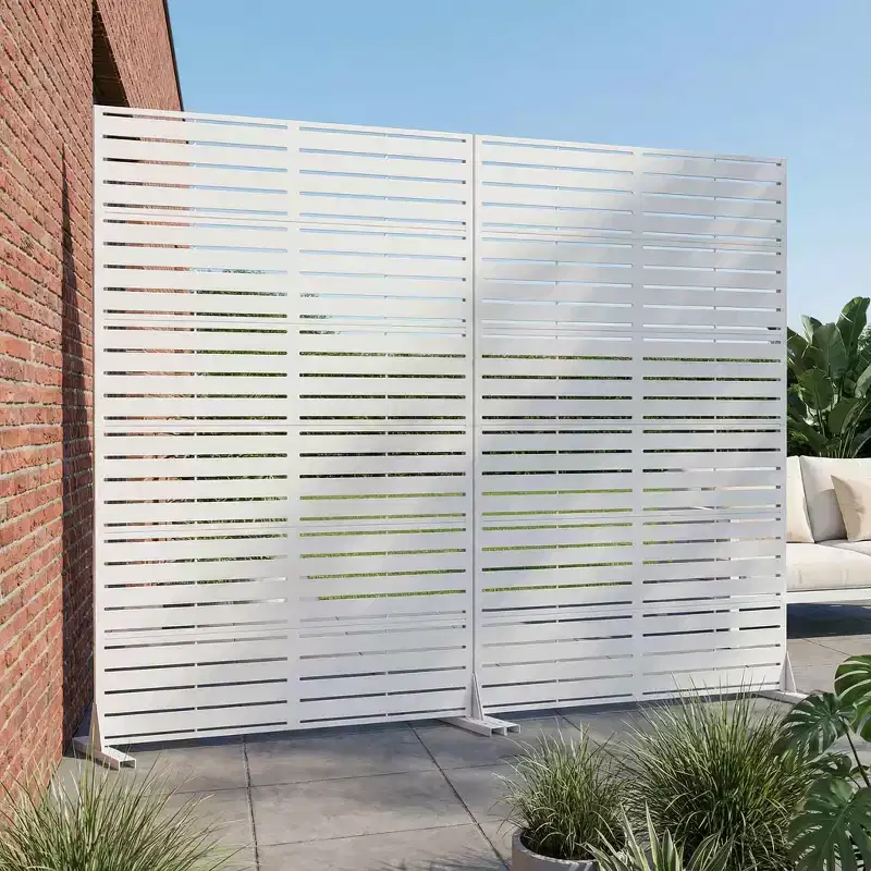MAYEERTY Classic Louvered White Galvanized Steel Room Divider, 72x47x16, 6-Piece Double-Sided Privacy Screen