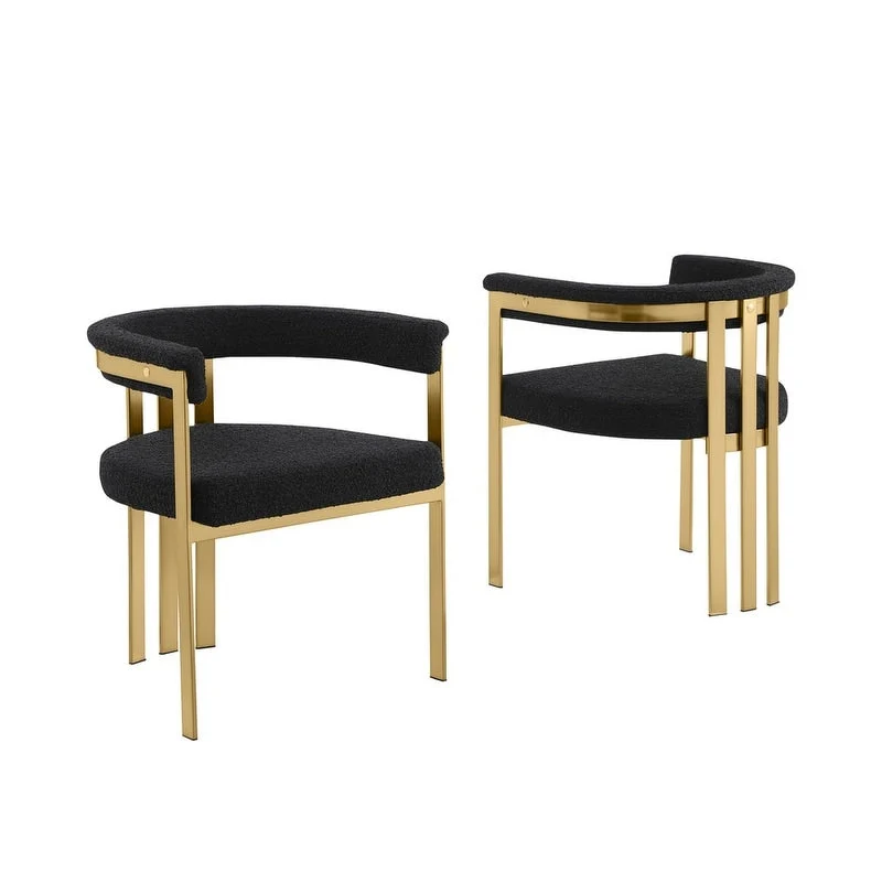 Best Quality Furniture Matte Brushed Gold Chrome Dining Chairs (Set of 2) - N/A