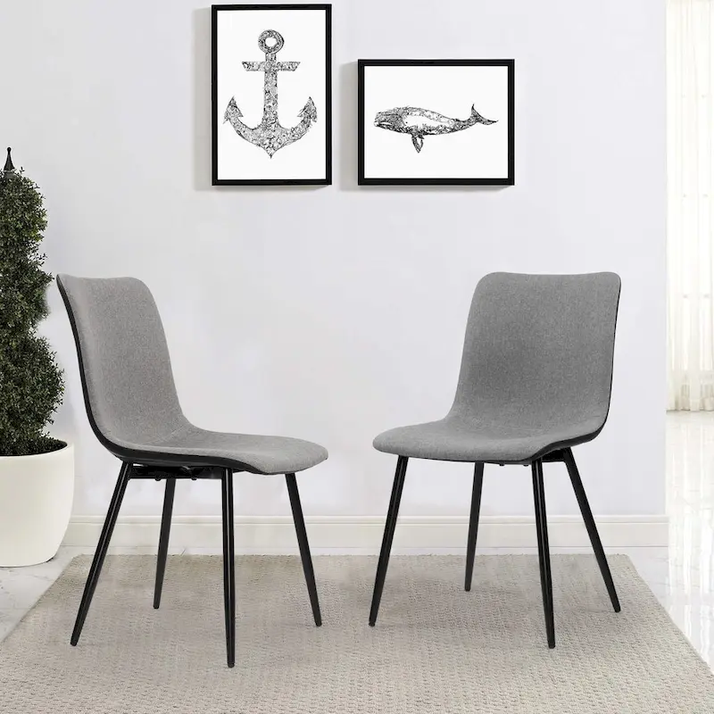 Dining Chairs set of 4 Mid-century Modern Industrial Fabric Side Chairs, Grey