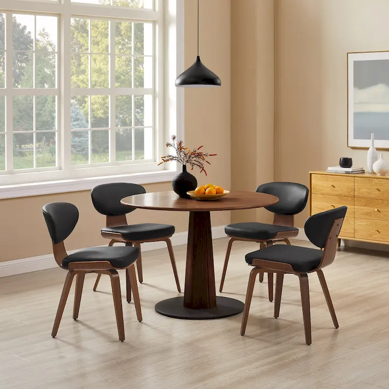 Art Leon Wood and PU Leather Dining Chair (Set of 2).