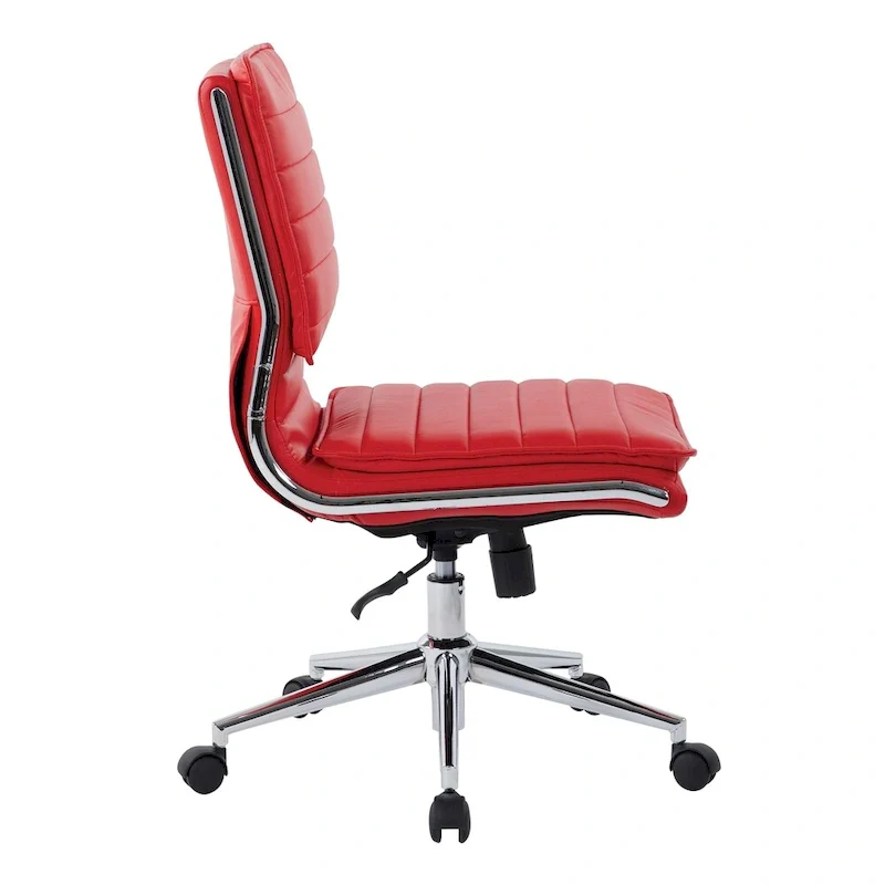 Armless Mid Back Professional Managers Faux Leather Chair with Chrome Base