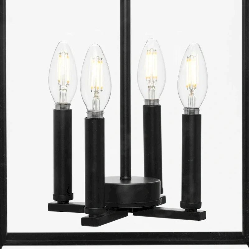 Hillcrest Collection Four-Light Matte Black Transitional Hall & Foyer Light - 13 in x 13 in x 22 in