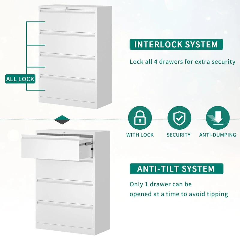 4 Drawer Lockable Steel File Cabinet