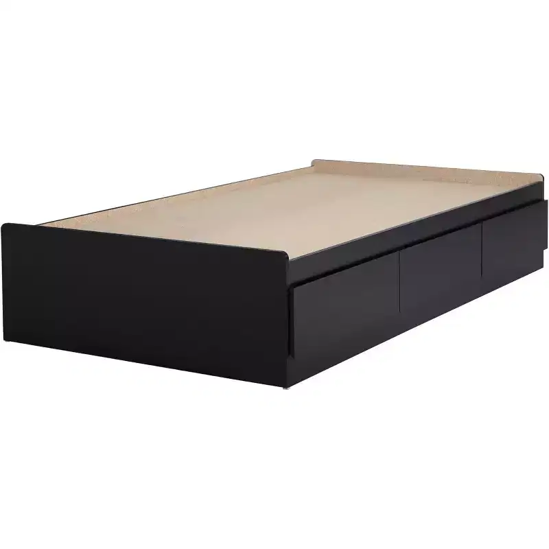 HomeStock 14.75 in.H Twin Size Black with Storage Beds made of Particle Board Bed Frame