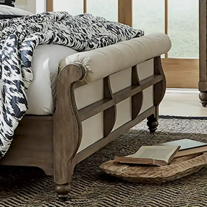 Americana Farmhouse Dusty Taupe King Sleigh Bed
