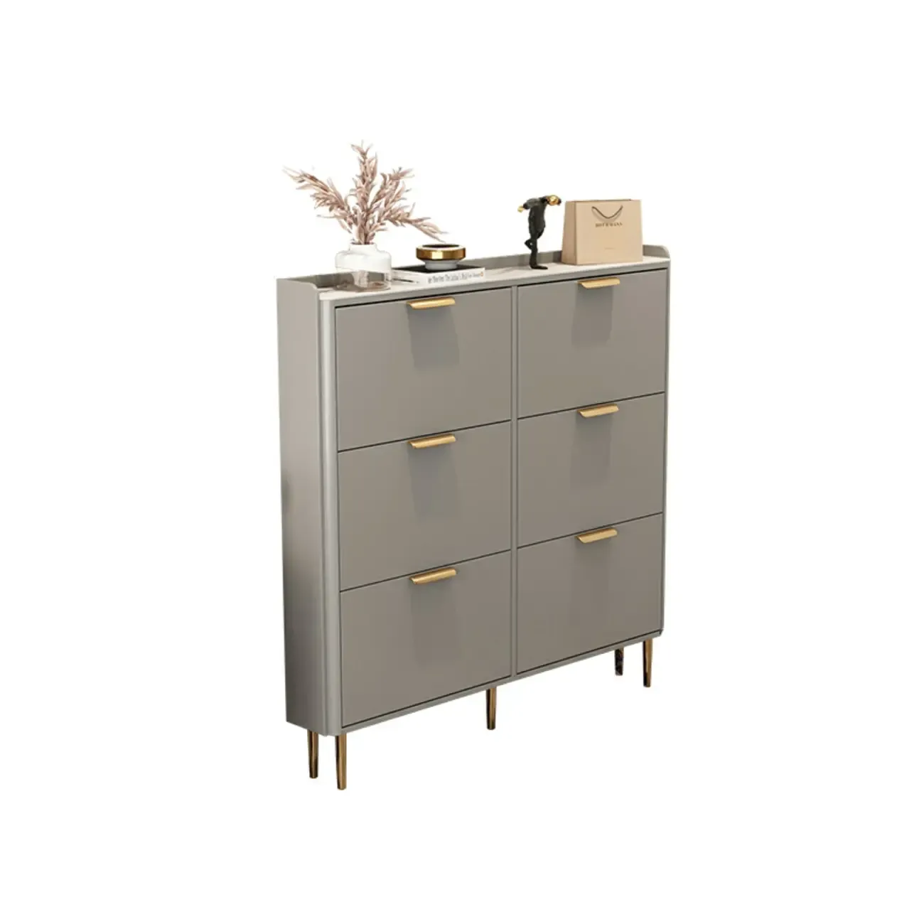 Wooden Drop Front Shoe Cabinet with Metal Legs