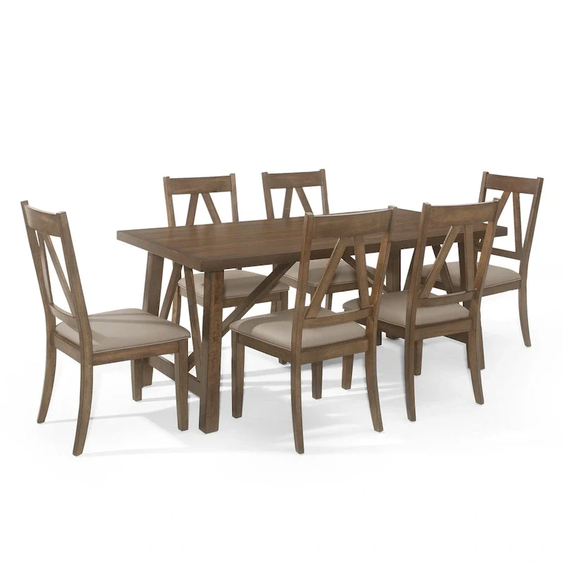 Fairgreens Farmhouse Wood 7 Piece Dining