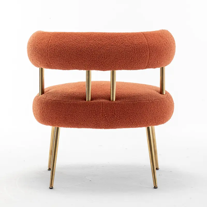 Modern Glam Upholstered Comfy Open-Back Accent Vanity Chair with Golden Legs