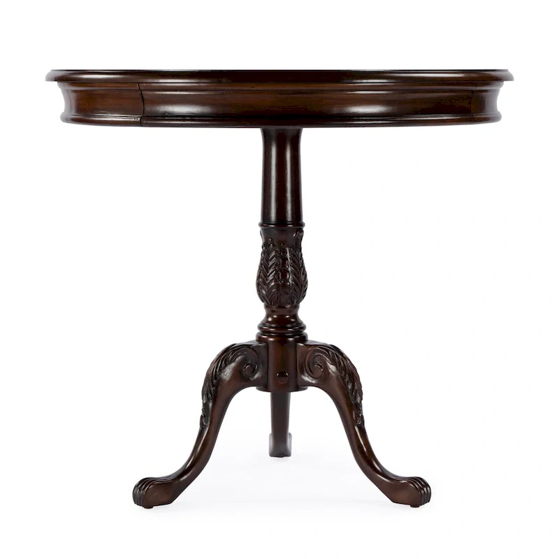 Butler Traditional Round Wooden Pedestal Table in Plantation Cherry Finish - Dark Brown