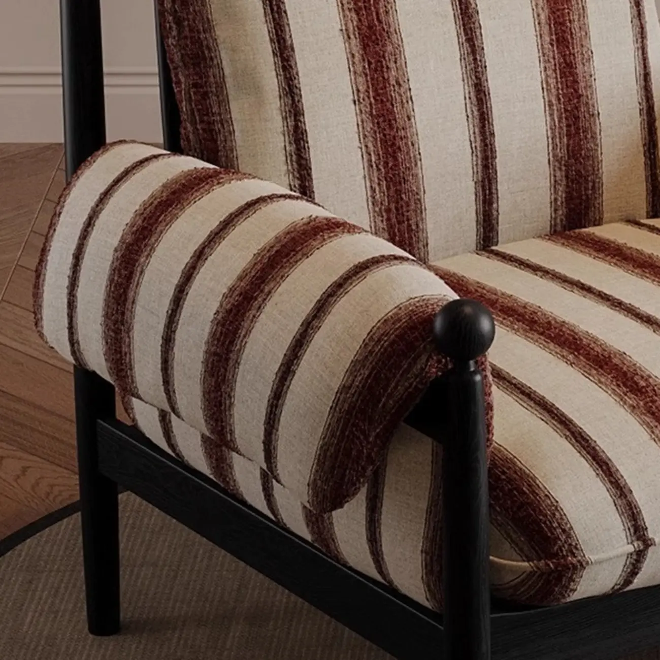 Modern Striped Accent Chair with Removable Cushion