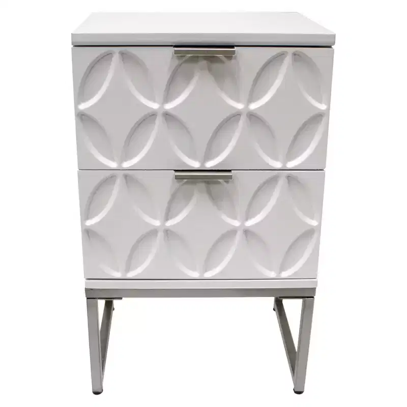 eHemco End Table Side Table with 2 Drawers and Metal Legs, White