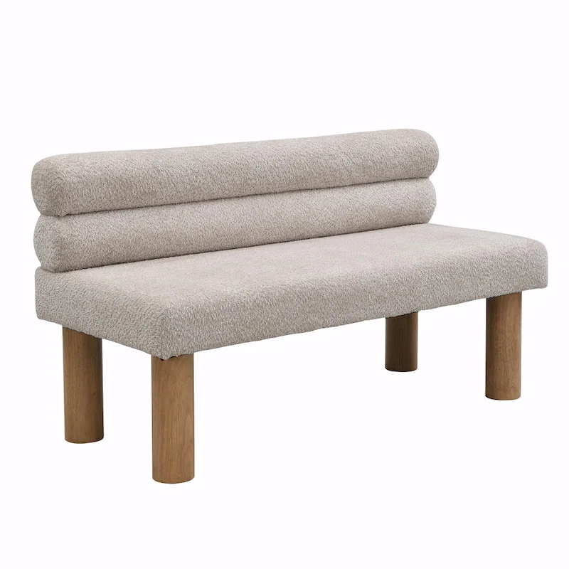 Upholstered Dining Bench with Wooden Legs
