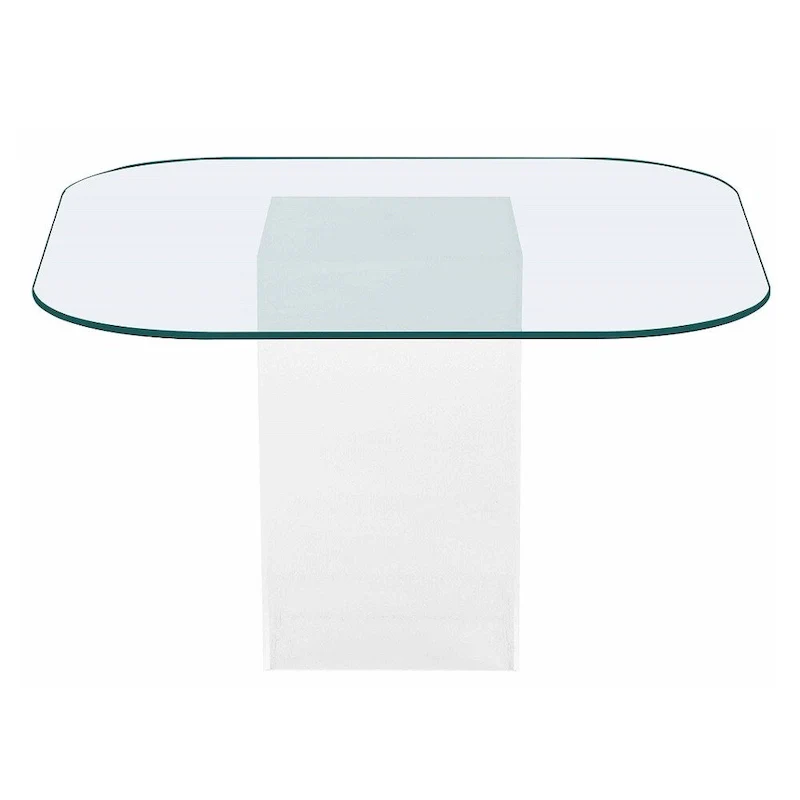 Surfboard Clear Glass Top Dining Table