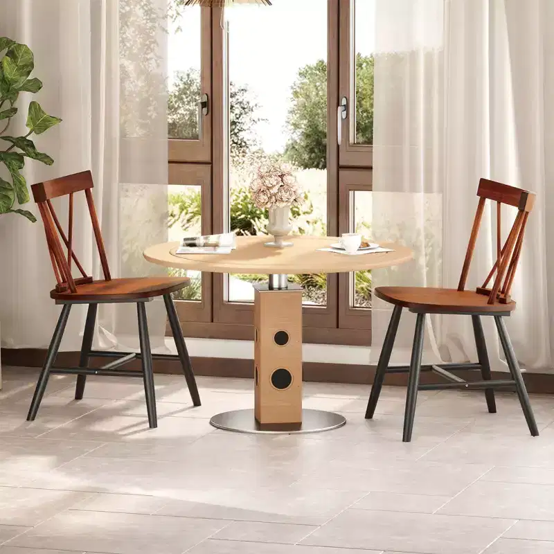 Costway Dining Chairs Set of 2/4 Farmhouse Kitchen Chair with Rubber Wood Frame,