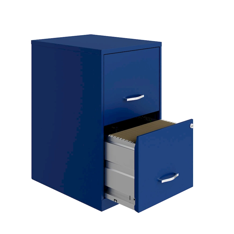 Space Solutions 18in. 2 Drawer Metal File Cabinet, Classic Blue