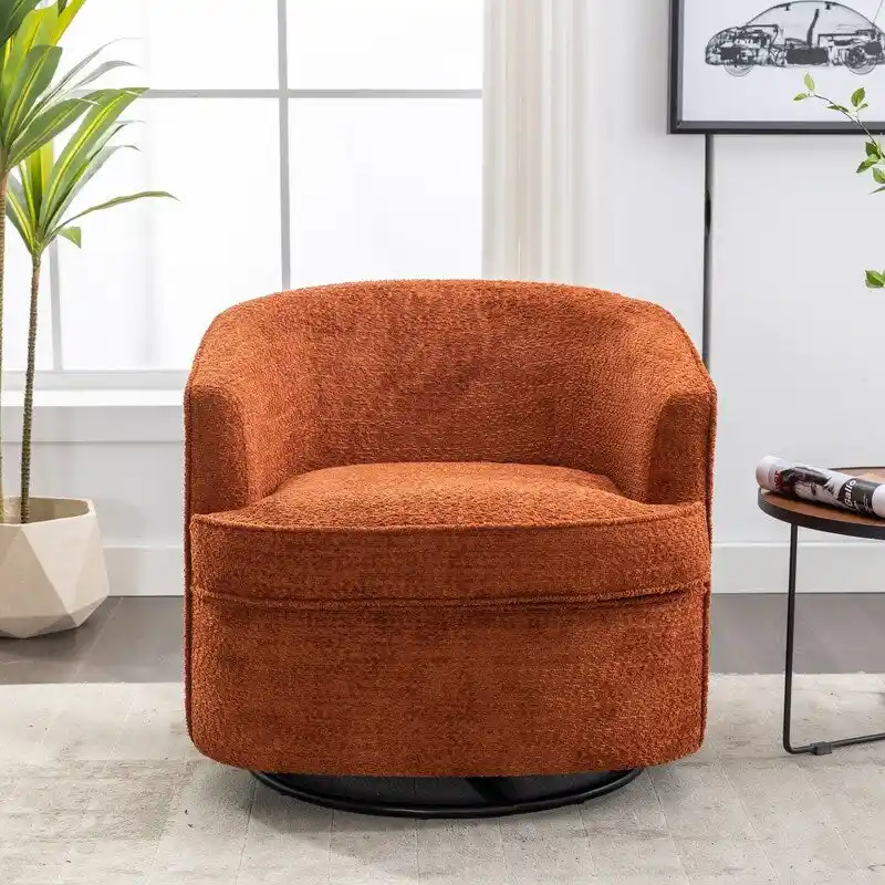 Upholstered Swivel Barrel Armchair - Single Seat
