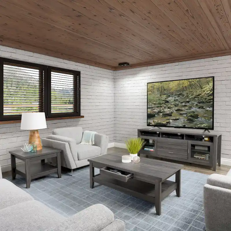 Hollywood Side Table with Shelf, Dark Grey